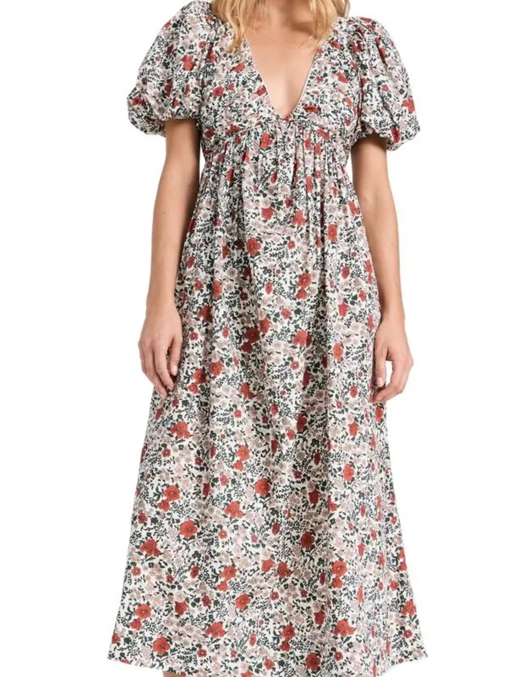 The Great "Gallery Dress" in Cream Mesa Floral Puff-Sleeve Maxi Dress size 1 / S